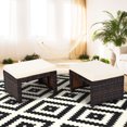 thumbnail image 4 of Patiojoy 2 PCS Outdoor Wicker Ottoman Patio Rattan Furniture Metal Footrest Seat Square Footstool with Cushion White, 4 of 7
