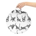 thumbnail image 2 of Charcoal Round Floor Cushion with Handle, Monochromatic Cat Lover Pattern with Playful Kittens Print, Decorative Pillow for Living Room & Dorms, 18" Round, Charcoal Grey and White, by Ambesonne, 2 of 4