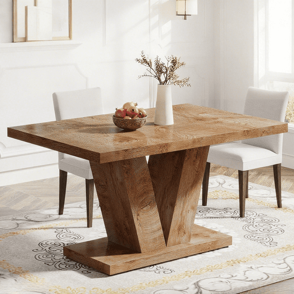 Tribesigns 47" Dining Table for 4, Wood Oak Kitchen Table with Heavy Duty Pedestal for Dining Room