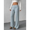 thumbnail image 3 of Women’s Knit Straight-Leg Pants, Soft Stretch Casual Trousers, Lightweight Striped or Solid Lounge Bottoms, High-Waist Relaxed Fit Pants for Daily Wear & Travel, 3 of 6