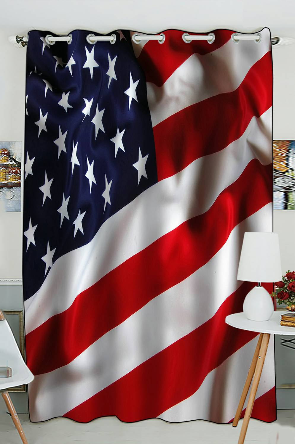 ECZJNT American Flag Blackout Window Curtain Drapery Panels 52x84 Inch