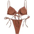 thumbnail image 2 of Maillot de Bain Triangle String à Bretelles Froncées avec Bord Volants, 2 of 4
