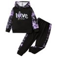 thumbnail image 3 of 4-5 Years Child Girls 2 Piece Outfits Sweatsuit Set Long Sleeve Sweatshirt Sweatpant Tracksuit Sets Print Hoodie Pants Casual Set, 3 of 9