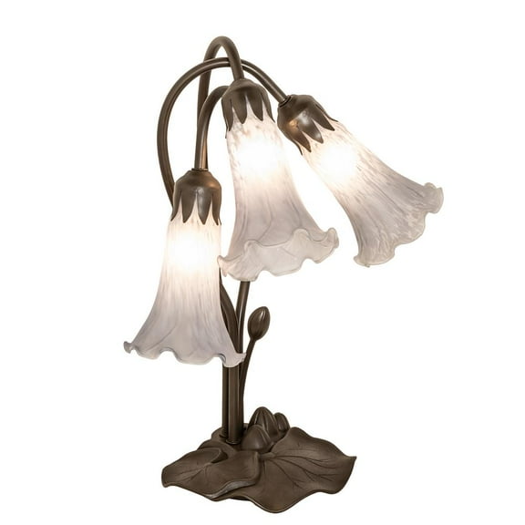 Meyda Lighting 16" High Gray Tiffany Pond Lily 3 Light Accent Lamp