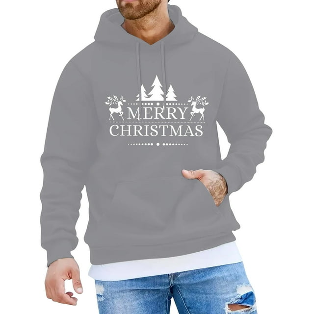Chandail à Capuche à Manches Longues Imprimé Lettre Mode Décontractée de Noël pour Hommes