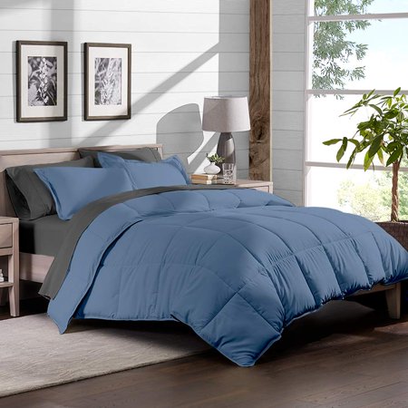 7 Piece Bed In A Bag Full Xl Comforter Set Coronet Blue Sheet