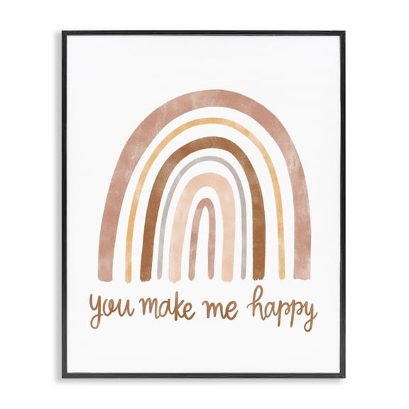 Stupell Industries Eclectic You Make Me Happy Rainbow Neutral Tones Black Framed Giclee Art, 11 x 14, by Taylor Shannon Designs