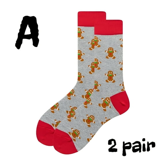 TELOLY Men'S Christmas Socks Reindeers and Trees and Fun Gift Size 10-13 Christmas Gifts Men (2-Pair Set)