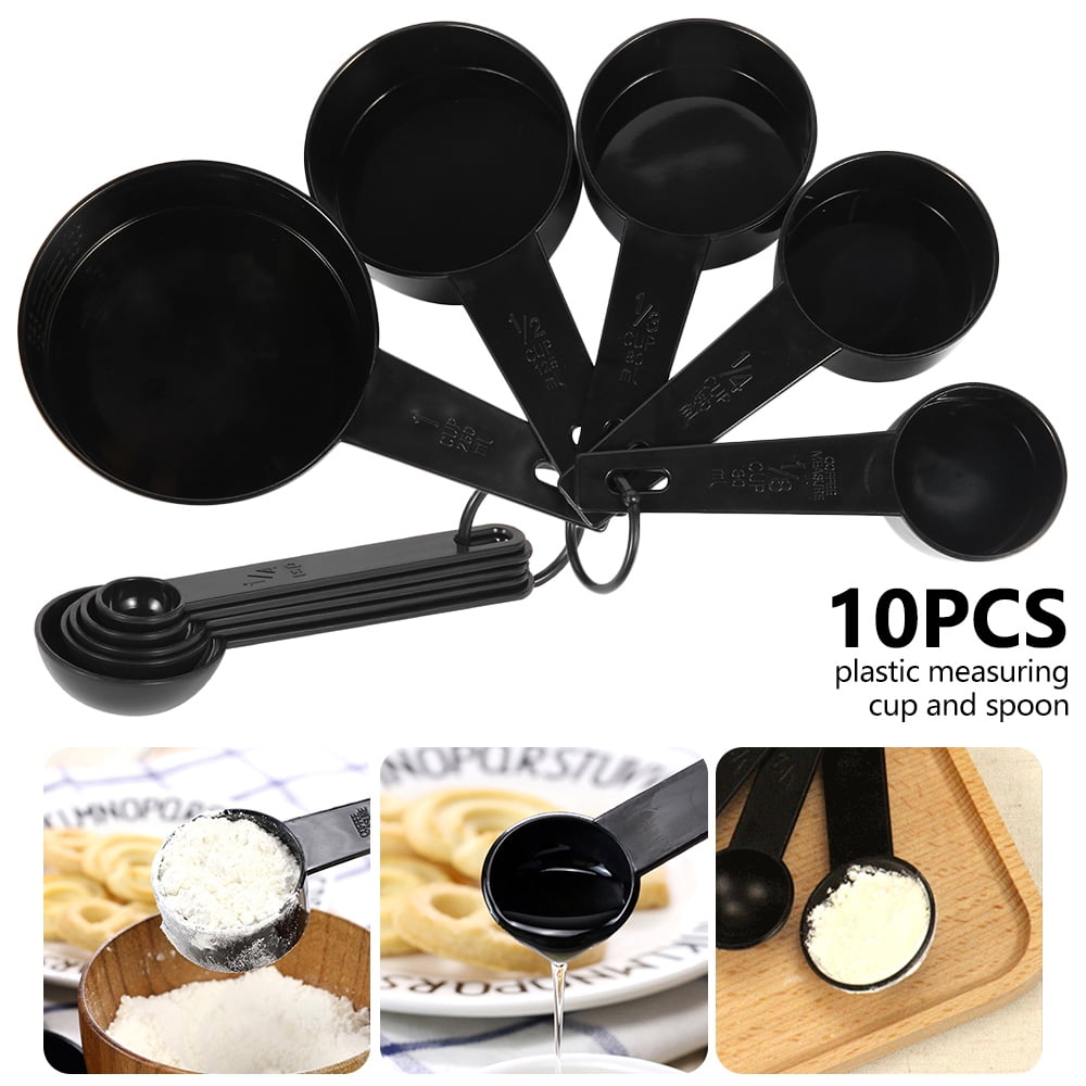 10Pcs Plastic Measuring Spoon Cup Set Baking Coffee Tea Spoons Kit Kitchen Tools 