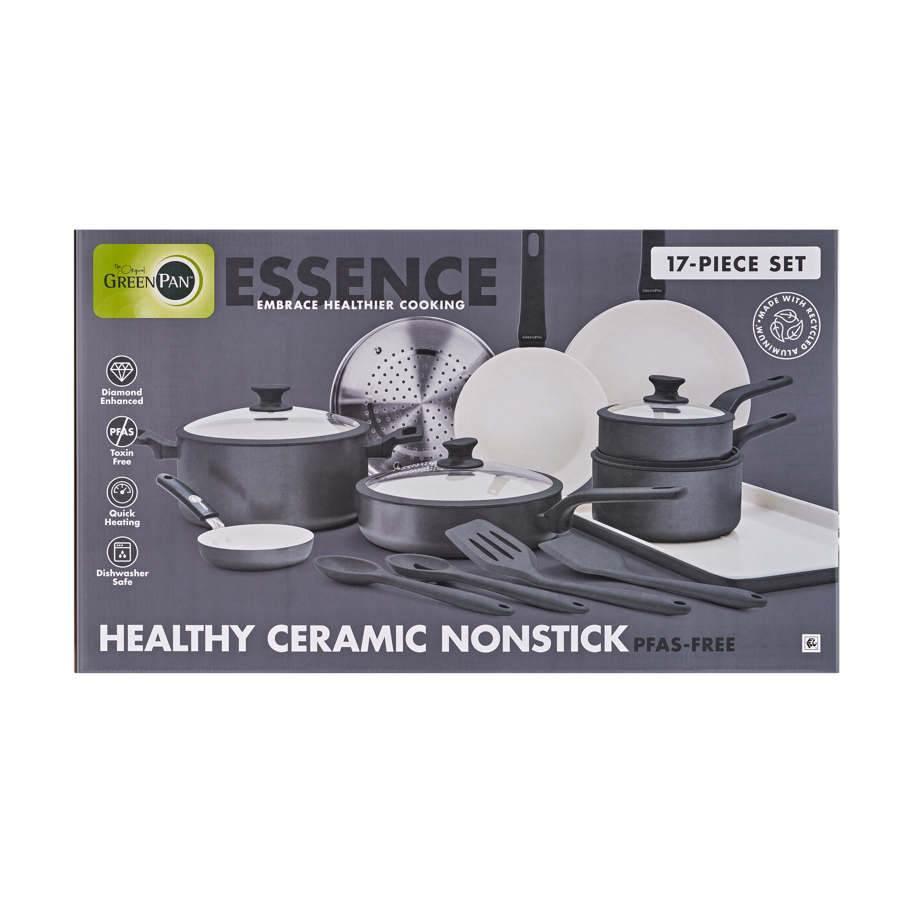 GreenPan Essence 17-Piece Ceramic Nonstick Cookware – Toxin-Free