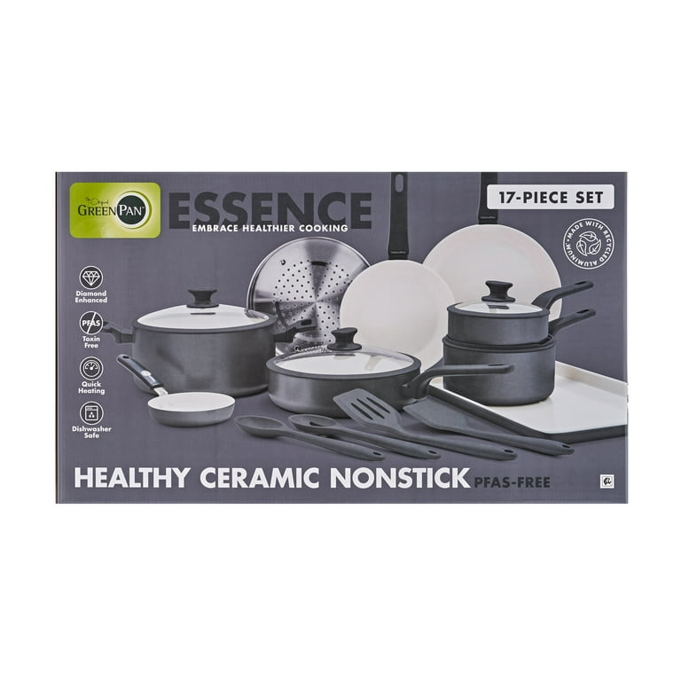 GreenPan Essence 17-Piece Ceramic Nonstick Cookware – Toxin-Free