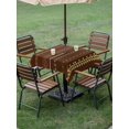 thumbnail image 4 of Outdoor Tablecloth with Umbrella Hole for Patio/Picnic/Party/Camping, Dark Brown Boho Waterproof Table Cloth Square Cover Washable, Ethnic Tribe Striped Vintage (60"x 60"), 4 of 9