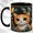 Black, variant on Colorful Cat Trio Coffee Mug, Geometric Pet Mug, Ceramic 11 oz