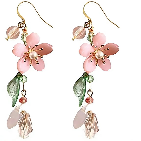 Pink Flower Dangle Earrings for Women Cute Flower Earrings Fairy Statement Jewelry Gifts