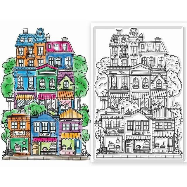 Sellos de silicona transparentes con forma de casa, ideales para hacer tarjetas, álbumes de recortes, manualidades y decoraciones DIY. Sellos de tinta para álbumes de recortes.