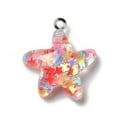 thumbnail image 2 of Transparent Resin Pendants with Platinum Tone Iron Loops & Glitter Powder Star Colorful 24x20x8mm Hole: 2mm, 2 of 4