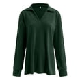 thumbnail image 6 of larppty Womens Polo Shirts Long Sleeve Tops Business Casual Tops Collared V Neck Blouses (Green, XXL), 6 of 9
