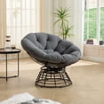 thumbnail image 3 of CQSXDA 360° Swivel Indoor Outdoor Rattan Chair With Brown Frame And Soft Cushion, Ergonomic Papasan For Reading Room Living Room And Bedroom Use, Grey, 3 of 14