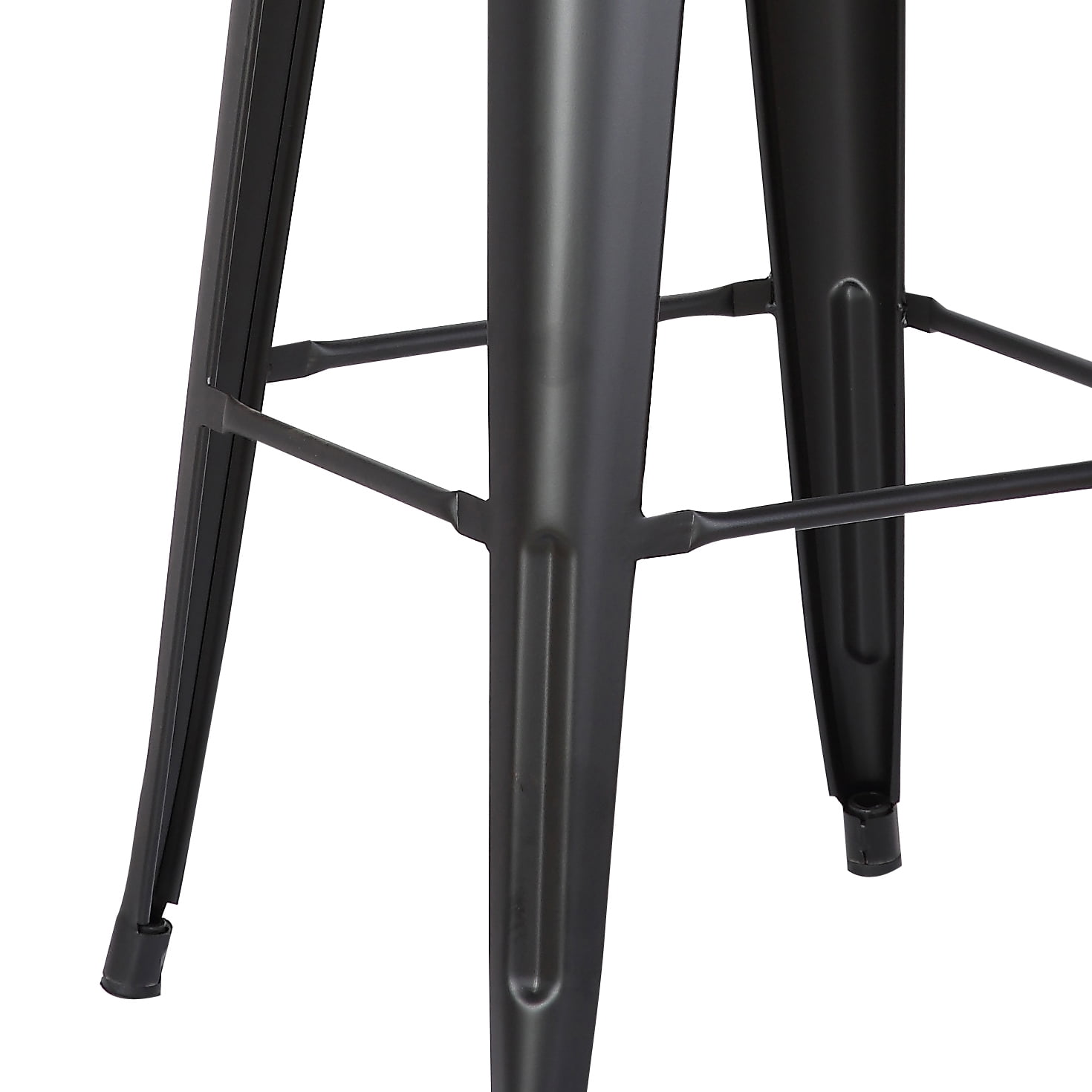 AC Pacific Industrial 30 inch Backless Metal Bar Stools in Matte Black Set of 4