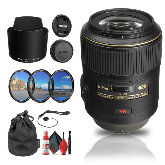 Nikon AF-S VR Micro-NIKKOR 105mm f/2.8G IF-ED Macro Lens (2160)   Filter Kit   Cap Keeper   Cleaning Kit