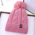 thumbnail image 1 of Wancir Womens Winter Ribbed Beanie Crossed Cap Chunky Cable Knit Pompom Soft Warm Hat, 1 of 3