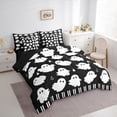 thumbnail image 3 of Manfei Kawaii Cute Ghost Bedding Comforter Set 7 Pieces for Kids, Sugar Halloween Style Full Bedding Set, Gothic Cartoon Reversible Fitted Sheet Flat Sheet, Microfiber Bedroom Decor, 3 of 7