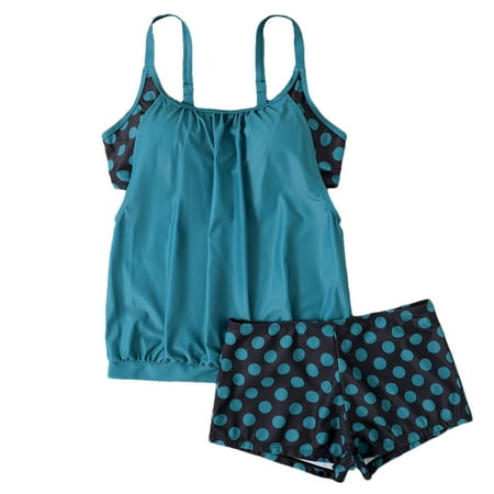 Akafmk Tankini Swimsuits for Women Loose Fitting Printed Swim Tops with High Waisted Boyshorts Two Piece Bathing Suits Comfortable Athletic Swimwear  Sizes S-5XL