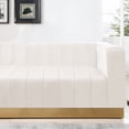 thumbnail image 5 of Better Home Products Foxy Velvet Sofa with Gleaming Gold Steel Base in Blue, Fully Assembled (Cream), 5 of 9