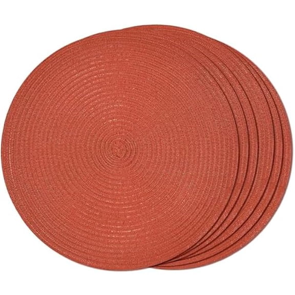 Round Braided Placemats Set of 6 Place mats for Dining Tables Woven Heat Resistant Table Mats 15 inch (Dark Orange) Round Braided Placemats Set Place mats for Dining Tables Woven Heat Resistant T