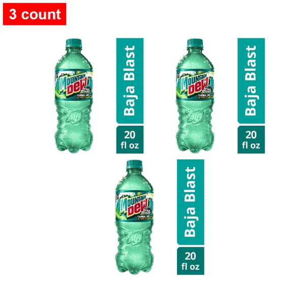 Mountain Dew Baja Blast Soda Bottle 20 fl oz - 3 count
