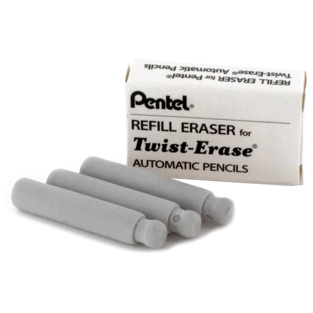 Pentel Twist Erase Series Erasers, Pack of 3