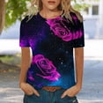 thumbnail image 2 of WEAIXIMIUNG T-Shirts T-Shirts Graphiques Femme Femmes Décontracté Mode Motif Imprimé Manches Courtes Col Rond T-Shirt Haut, 2 of 4
