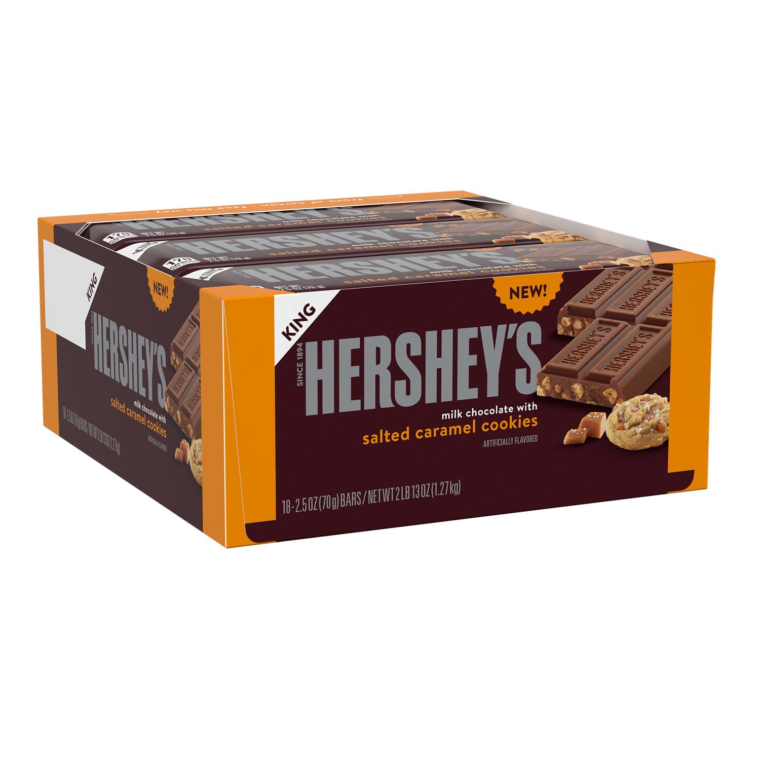 HERSHEY'S, Milk Chocolate Salted Caramel Cookie Candy, 2.5 oz, Bars (18