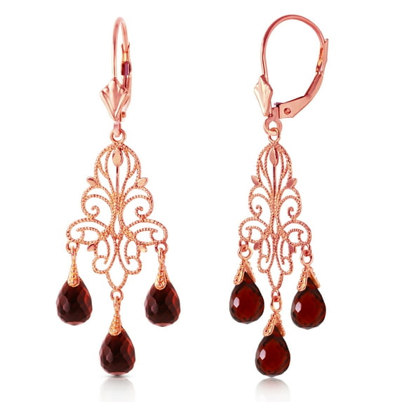Galaxy Gold 14k Rose Gold Chandelier Earrings with Natural Garnets