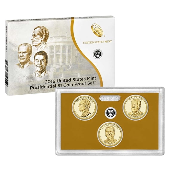2016 Presidential Dollar Proof Set - U.S. Mint 3-Coin Set in OGP with COA