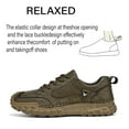 thumbnail image 3 of Mens Leather Walking Shoes Outdoor Breathable Casual Sneakers Non-slip Lightweight Lace-up Driving Shoes Brown 7 US, 3 of 7