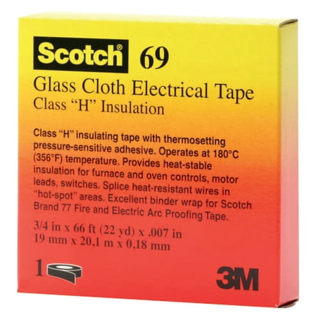 3M Electrical Scotch Glass Cloth Electrical Tapes 69, 66 ft x 0.75 in, (Best Fish Tape Electrical)