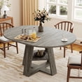 thumbnail image 2 of Hawsaiy 43.3-59 in Extendable Oval Dining Table for 4-6, Space-Saving Round Kitchen Table with Hidden Leaf Storage & Bottom Shelf for Small Space, Gray, 2 of 9