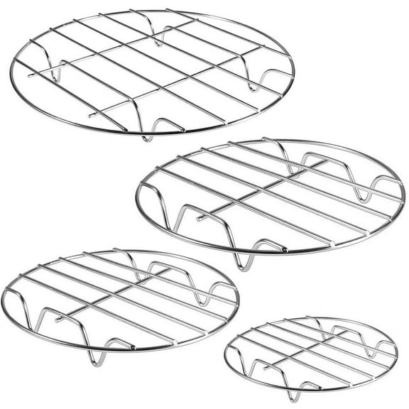 4 Pieces Round Cooling Rack Circular Wire Rack 12/10 / 9/7 / 6 Stainless Steel Round Baking and Cooling Steaming Cake Rack1.23cp