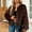 Coffee, variant on Women's Faux Fur Plush Fleece Jacket Open Front Coat: Long Sleeve Warm Fleece Short Jacket for Casual Outdoor Wear