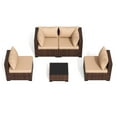 thumbnail image 3 of ELPOSUN Patio Furniture Set, Outdoor Patio Furniture Wicker Furniture Couch Set, 5 Pieces Outdoor Sectional Sofa, Patio Furniture Set, Outdoor Patio Set for Porch Furniture (Beige), 3 of 7