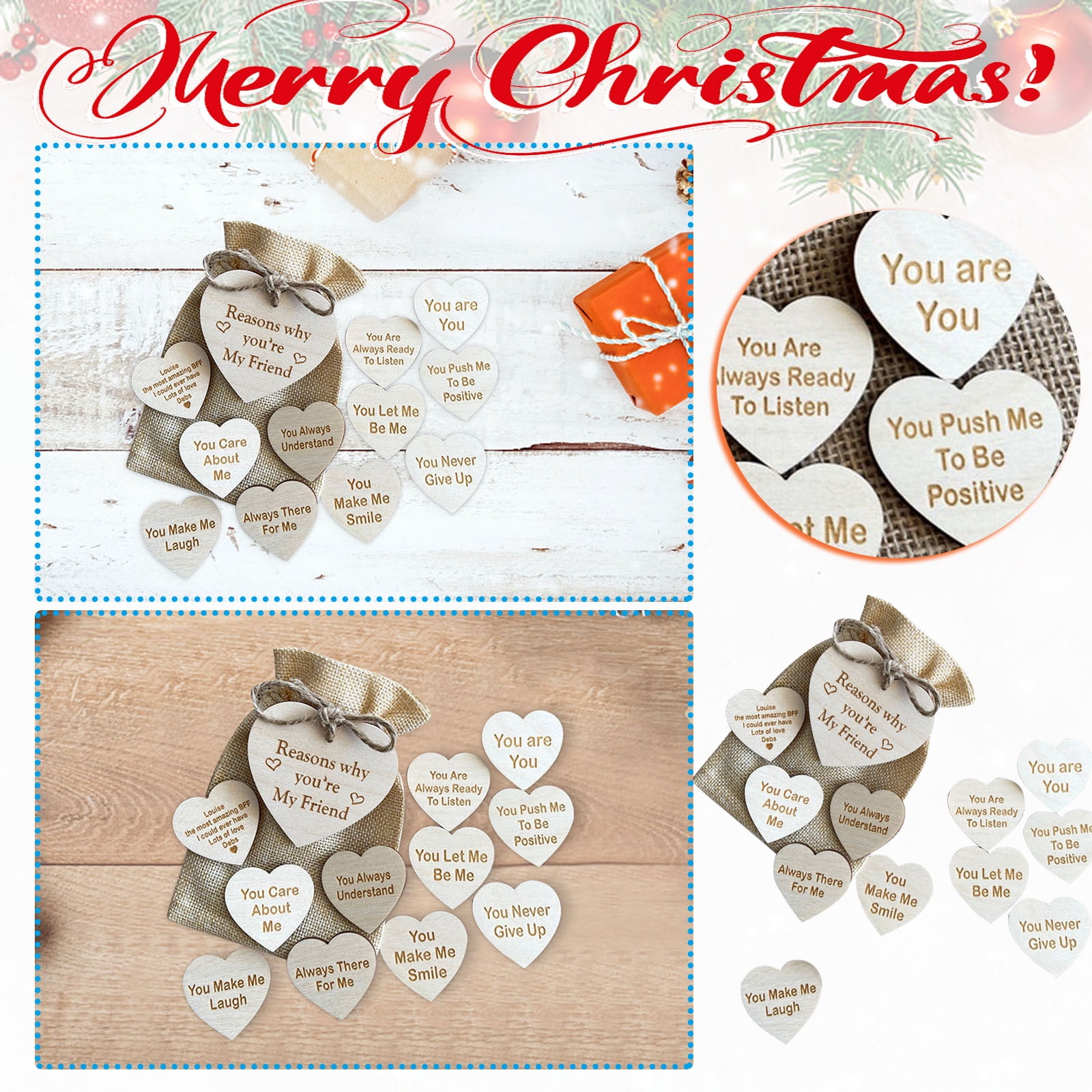 Gtizry Romantic I Love You Gifts for Best Friend, 10 Reasons Why I Love You  Wood Box & Hearts - Personalised Christmas, Birthday, Anniversary