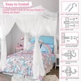 thumbnail image 6 of Twin Size Bed Canopy with Lights, Bed Canopy for Girls Princess with Luminous Stars, Canopy Bed Curtains for Twin Bed Kids Indoor Decor Bedroom, 4 Corner Post Bunk Bed for Student Dormitory, White, 6 of 15