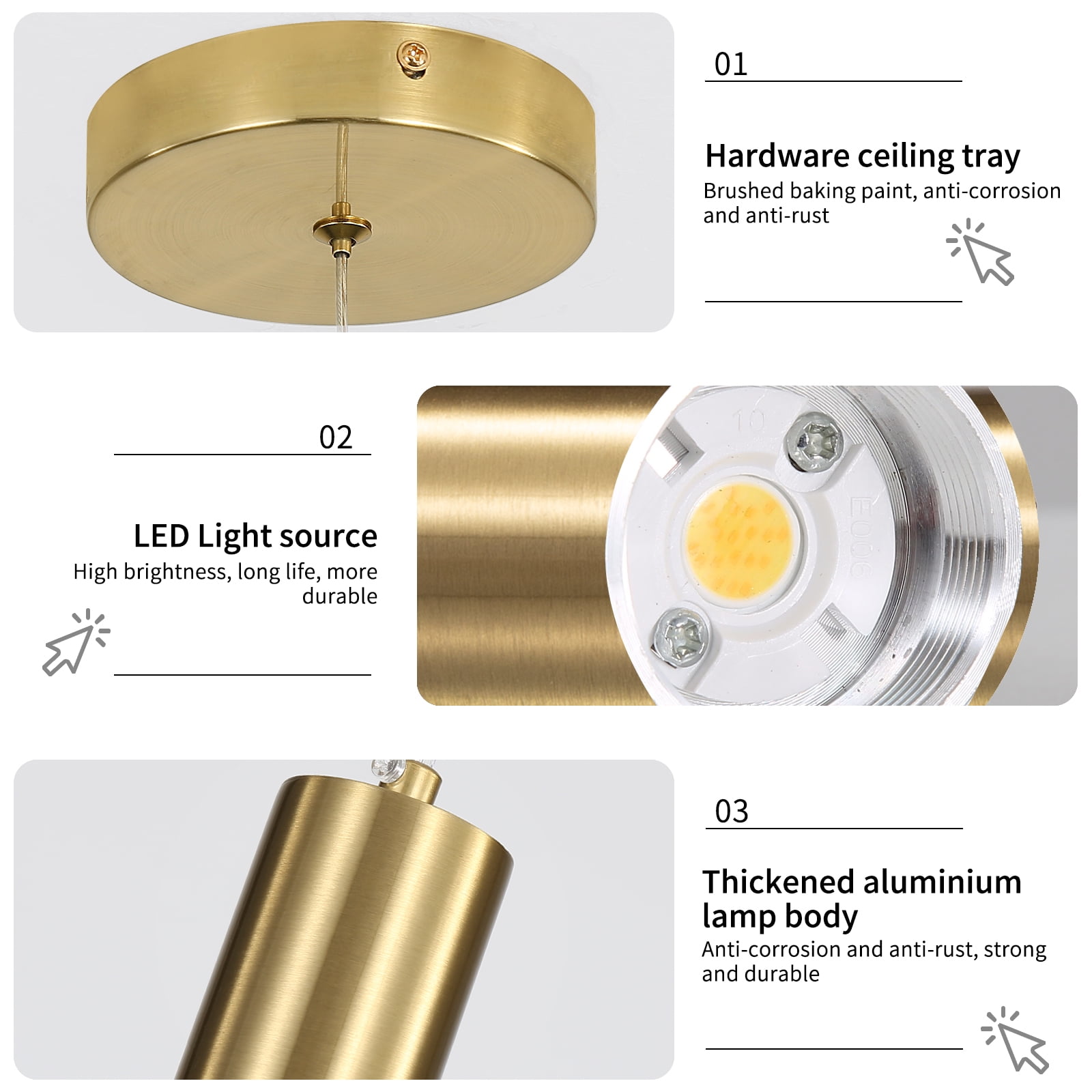 Modern Linear Pendant Light for Kitchen Island LED Hanging Light Fixture with Bubble Acrylic 3 Color 3000K/4500K/6500K Mini Ceiling Chandelier Lighting