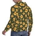 thumbnail image 6 of Kdxio Black Ink Green Plaid Sunflower Print Mens Casual Hooded Collar Drawstring Hoodies Pullover Sweatshirts Casual Long Sleeve Shirts-X-Large, 6 of 7