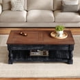 thumbnail image 4 of Atumcto Lift Top Coffee Table with Hidden Storage, Retro Living Room Center Table with Lower Shelf, Espresso and Weathered Black, 4 of 11