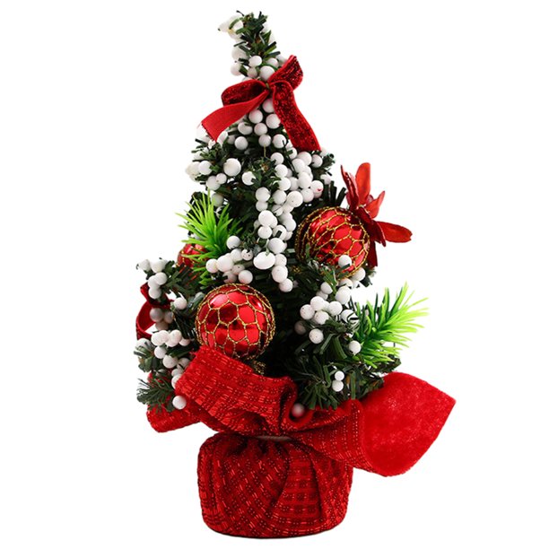 Árbol de Navidad falso de 20CM con bolas, suministros de decoración navideña con tema festivo