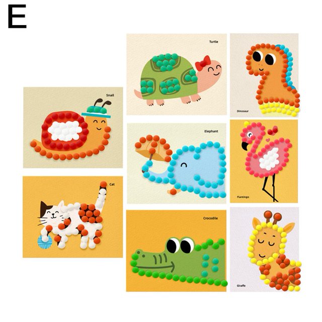 DIY Handmade Pom Pom Painting Set, Creative Arts & Crafts Kit for Kids, Develops Motor Skills
