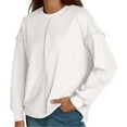 thumbnail image 2 of ManxiVoo Exposed Seam Detail Pullover Sweatshirt Women Loose Fit Knit Top Casual Comfortable Soft Daily Wear S Size White, 2 of 8