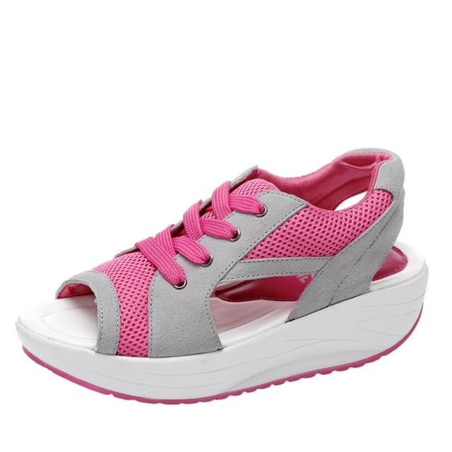 Amzcrzy Zapatos de mujer,Zapatos de mujer,Zapatillas de mujer, Sandalias con cordones para mujer, suela gruesa, tacón bajo, transpirables, de malla, cómodas y casuales. Sandalias Mujer Zapatillas De